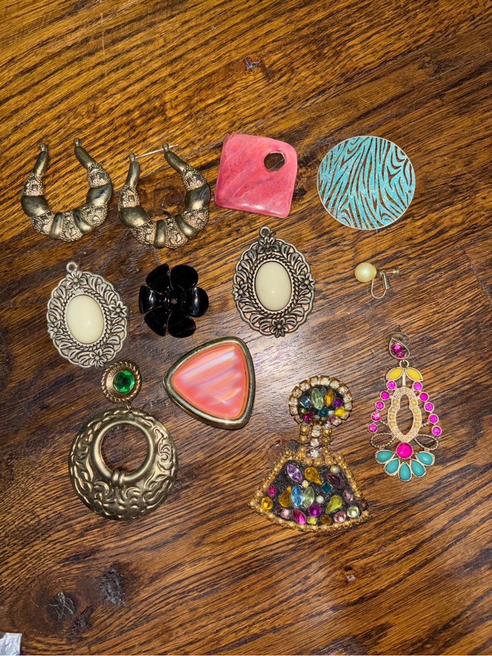 Assorted Women's Fashion Earrings - Pink, Turquoise, Black, Gold Accents